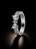 Pandora Sparkling Bow Double-Row Ring – Sterling Silver Cubic Zirconia Bow Ring